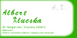 albert klucska business card